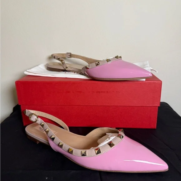 Valentino Pink Studded Slingback flats - Picture 6 of 6